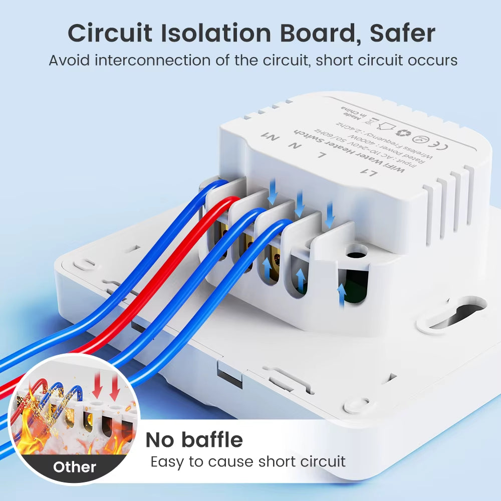 مفتاح ذكي WiFi + RF433 بقدرة 20 أمبير مع مراقبة استهلاك الطاقة وتحكم صوتي – يعمل مع Tuya
