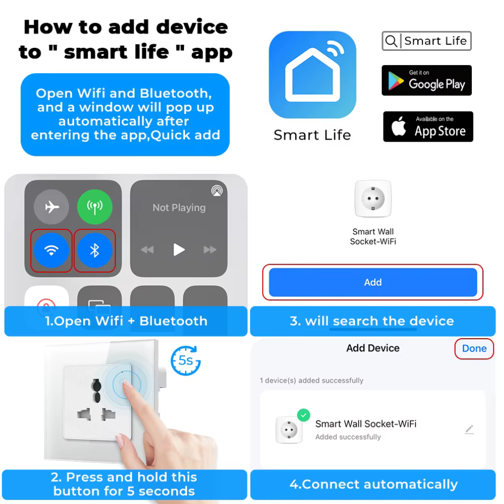 سوج بلك ذكي 16A دعم مراقبة استهلاك الطاقة وتحكم عن بعد عبر WiFi – يدعم Tuya Smart