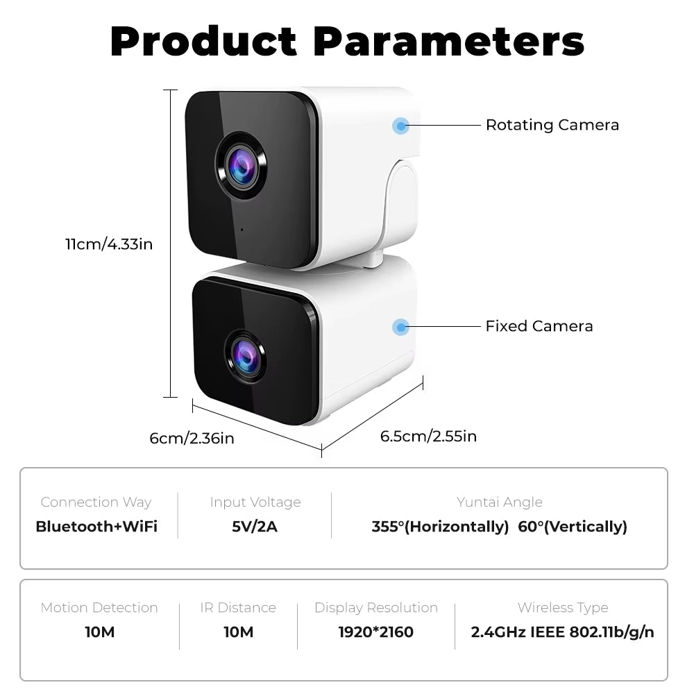 كاميرا مراقبة داخليه ذكية 2K 4MP من تويا – عدستين لتغطية كاملة وتقنيات ذكية