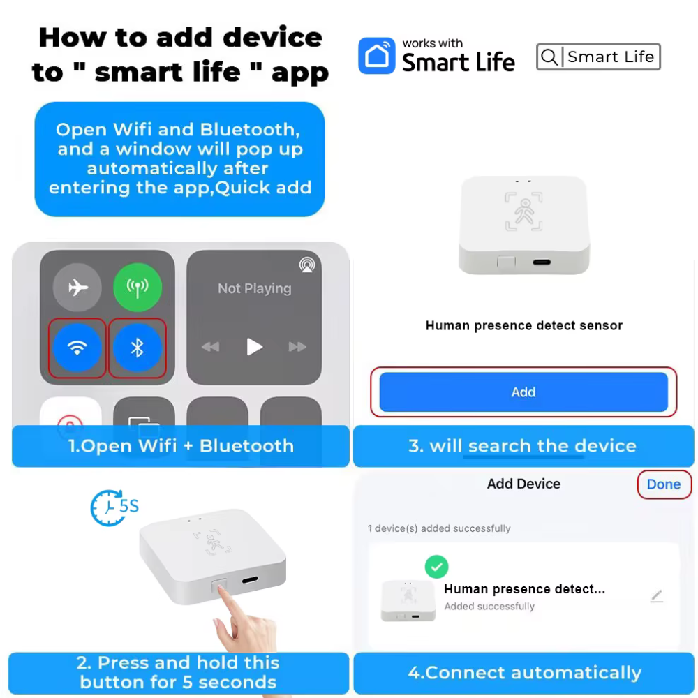 حساس تواجد الانسان الذكي نوع واي فاي من تويا منفذ type-c