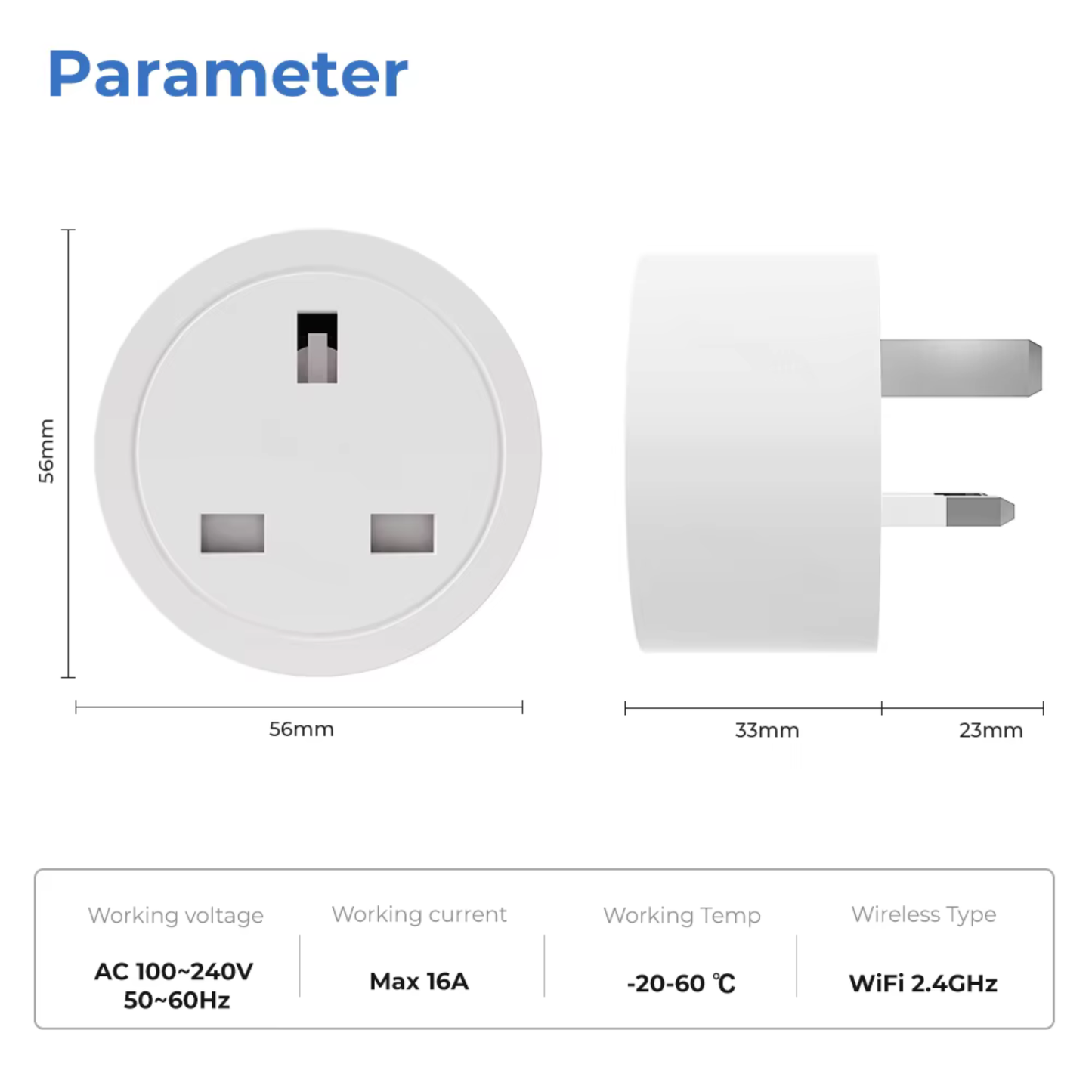 Smart Plug, Power Monitoring Support, Tuya Wi-Fi System - Smart Life