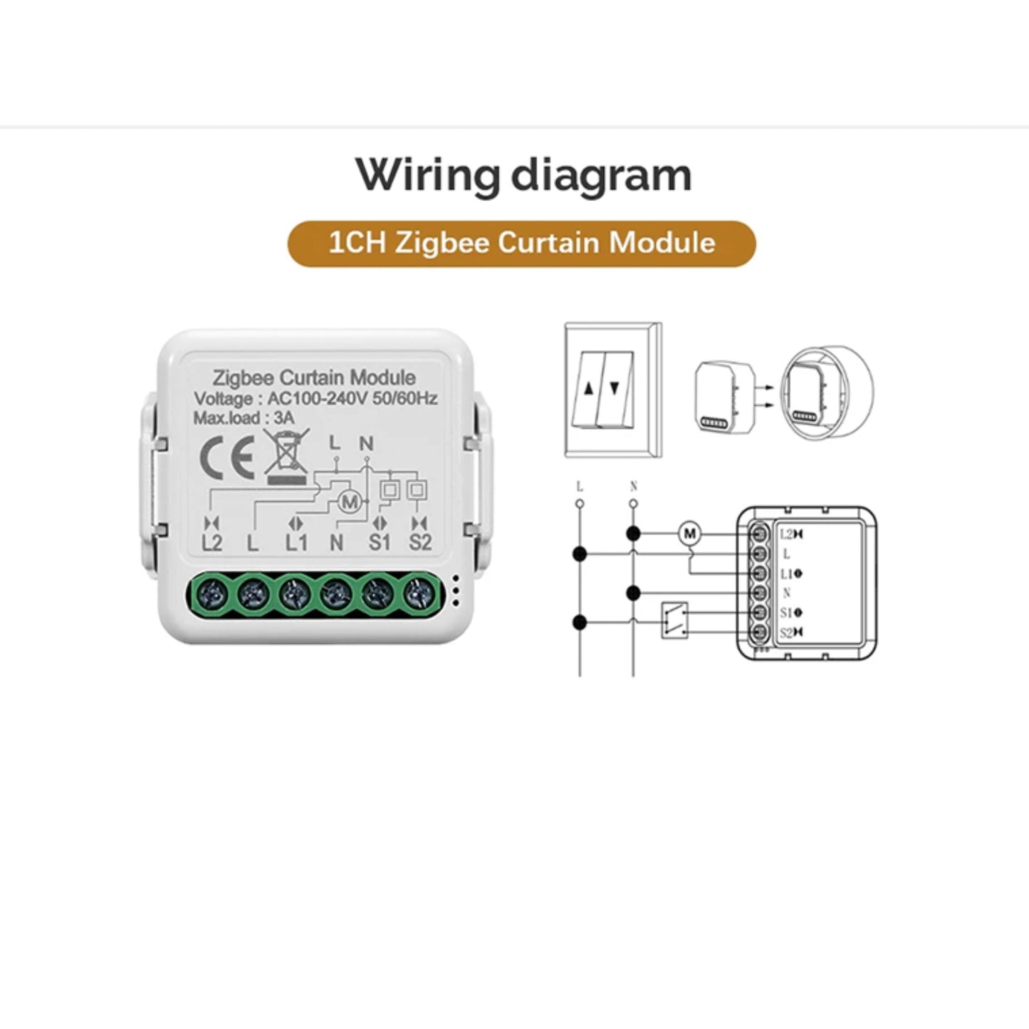 وحدة ستائر ذكية Zigbee – قناة واحدة (1CH) | تعمل مع تطبيق Smart Life