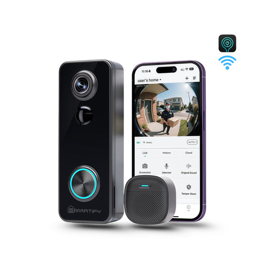 جرس باب ذكي  بدقّة 3MP -واي فاي –5200mAh بطارية  – مقاوم للماء – كشف حركة – صوت ثنائي الاتجاه