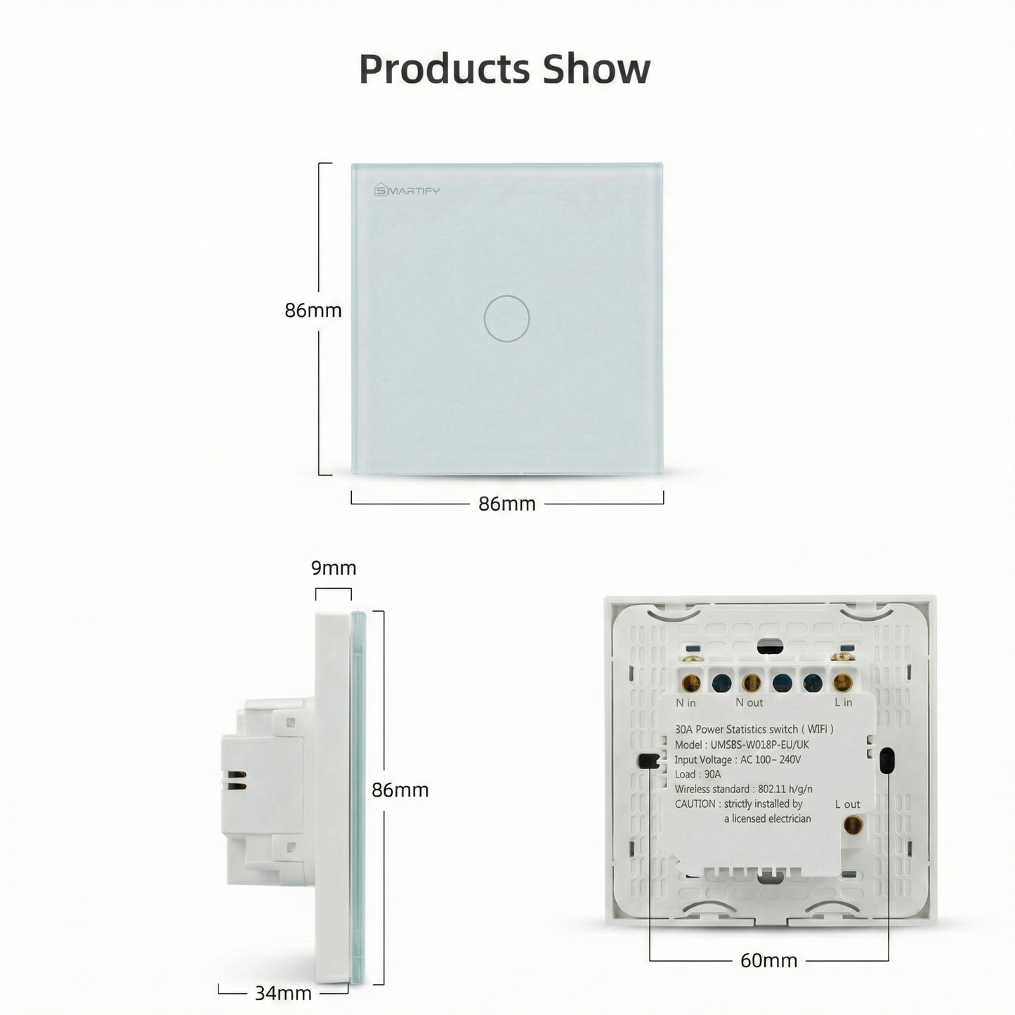 سوج لمس ذكي بقدرة ٣٠ امبير خاصية مراقبة الطاقة نظام واي فاي تطبيق تويا وسمارت لايف