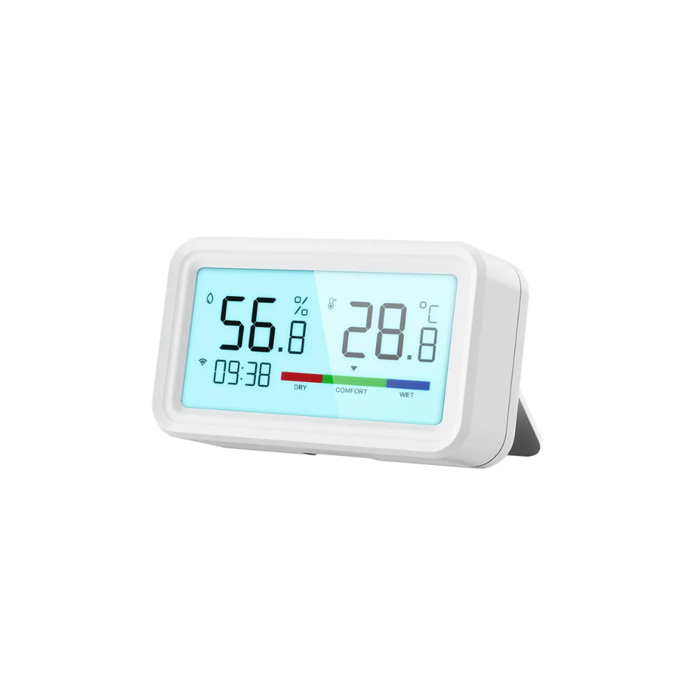 حساس ذكي لدرجة الحرارة والرطوبة WiFi مع شاشة رقمية وتحكم عبر التطبيق - متوافق مع Tuya