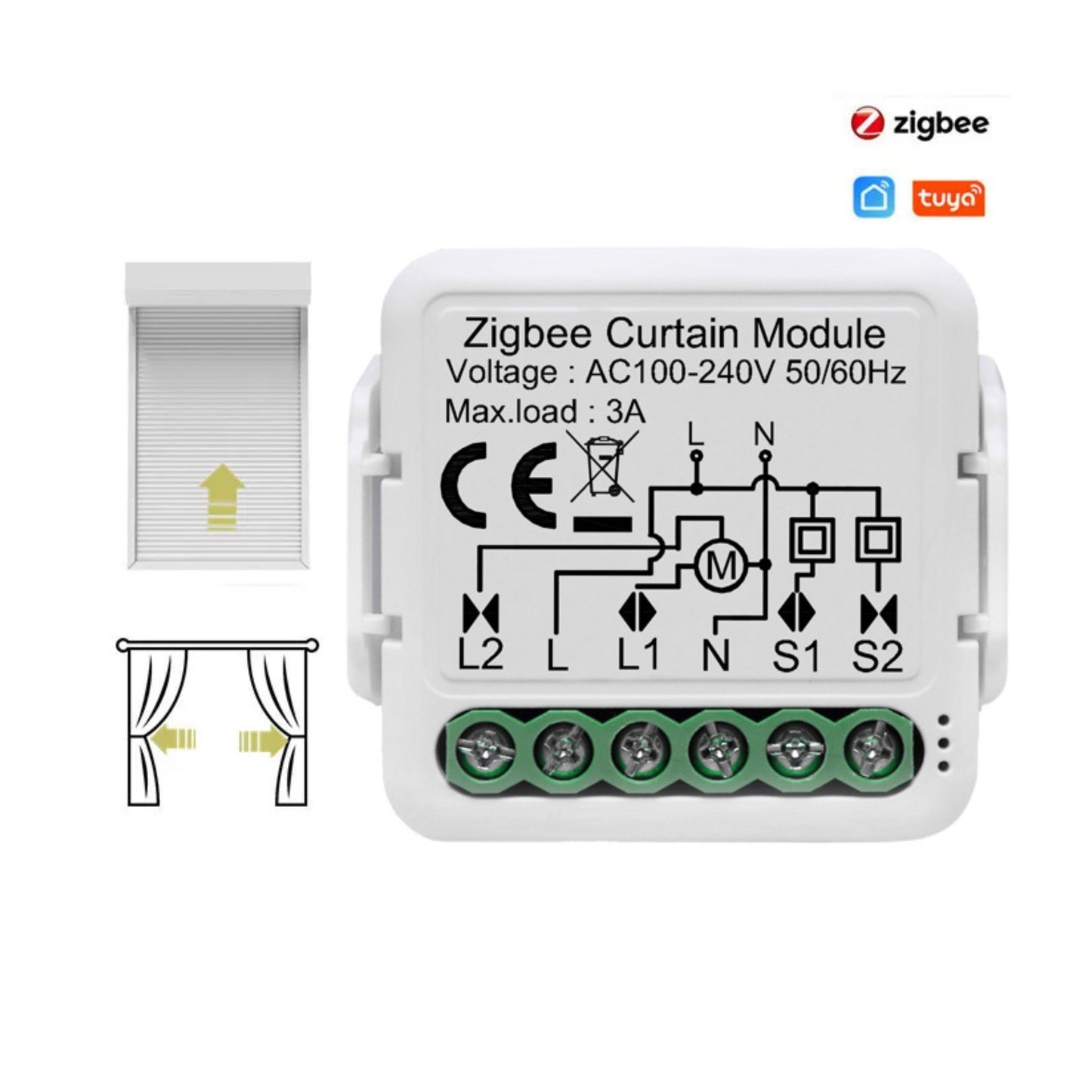 وحدة ستائر ذكية Zigbee – قناة واحدة (1CH) | تعمل مع تطبيق Smart Life