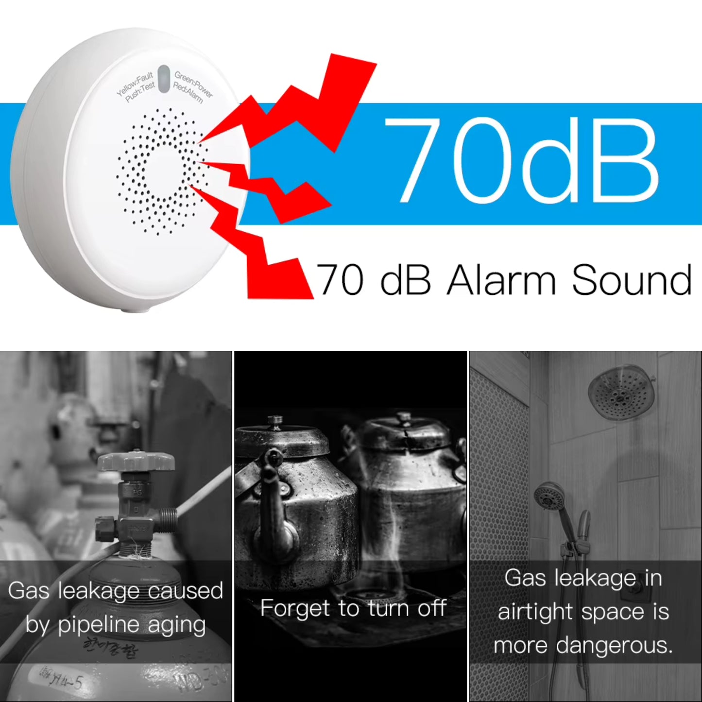 كاشف تسرب الغاز الطبيعي الذكي ZigBee من moes نظام tuya -smart life