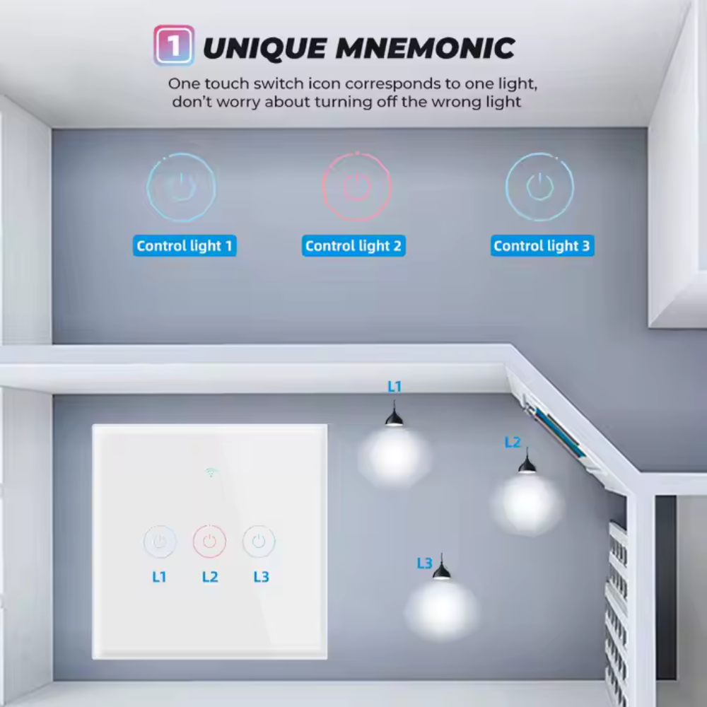 سوج ذكي ثلاثي لمس يتميز بامكانيه ربطه مع بارد او بدون بارد تحكم عن بعد متوافق مع تطبيق تويا وسمارت لايف