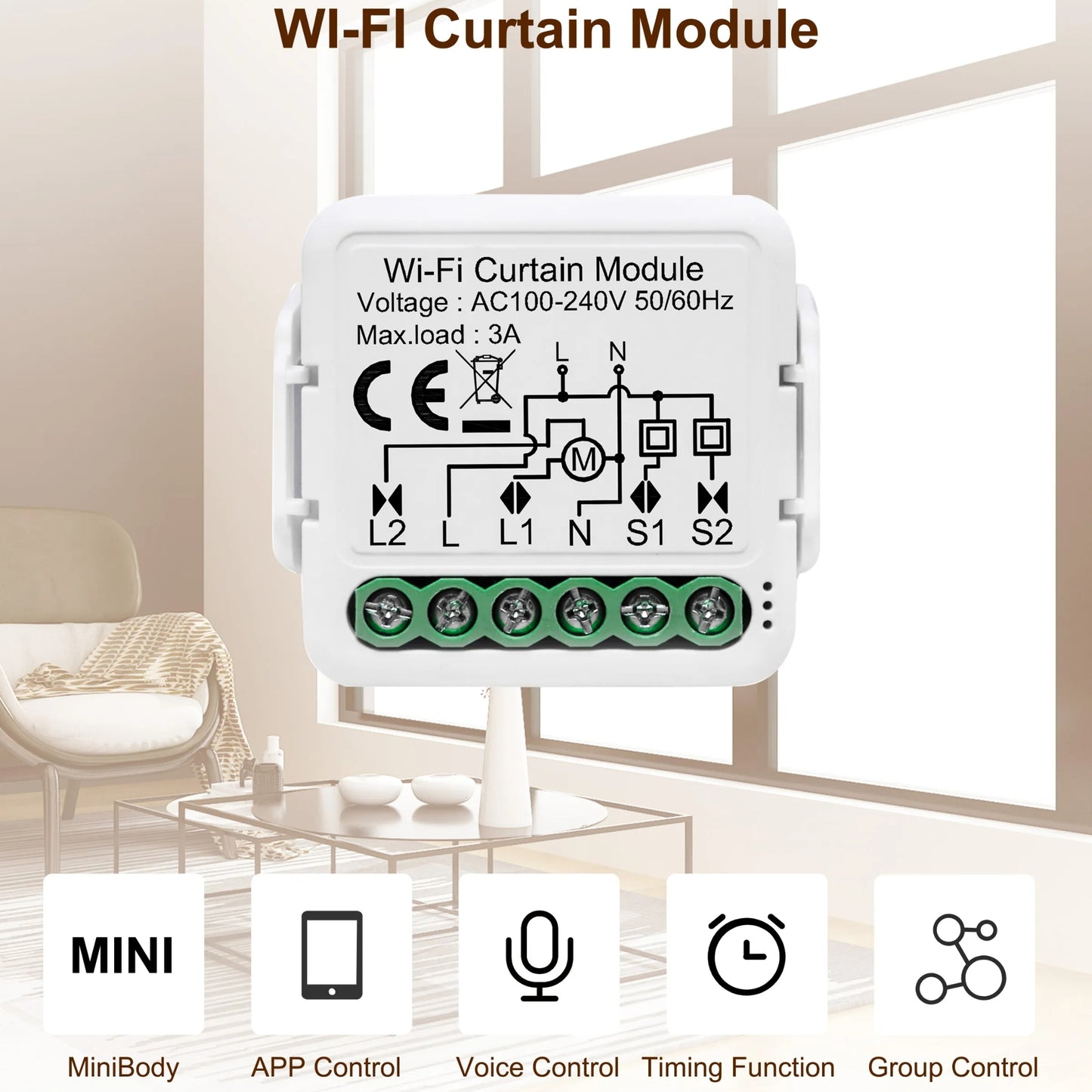 وحدة ستائر ذكية WIFI – قناة واحدة (1CH) | تعمل مع تطبيق Smart Life-tuya