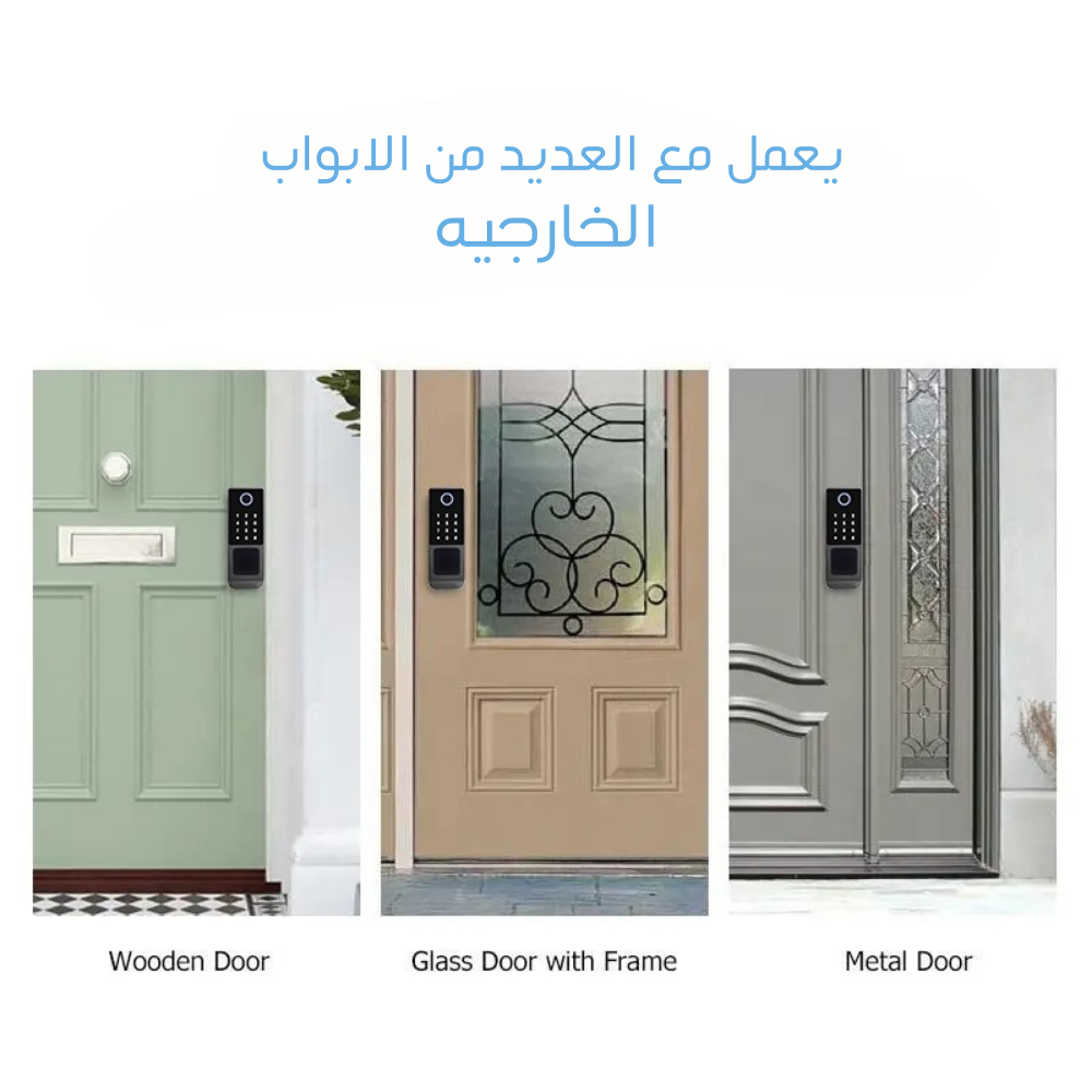 قفل باب خارجي ذكي دخول ذكي بصمه مزوجه( دخول وخروج ) باسورد وكارت نظام واي فاي من تويا