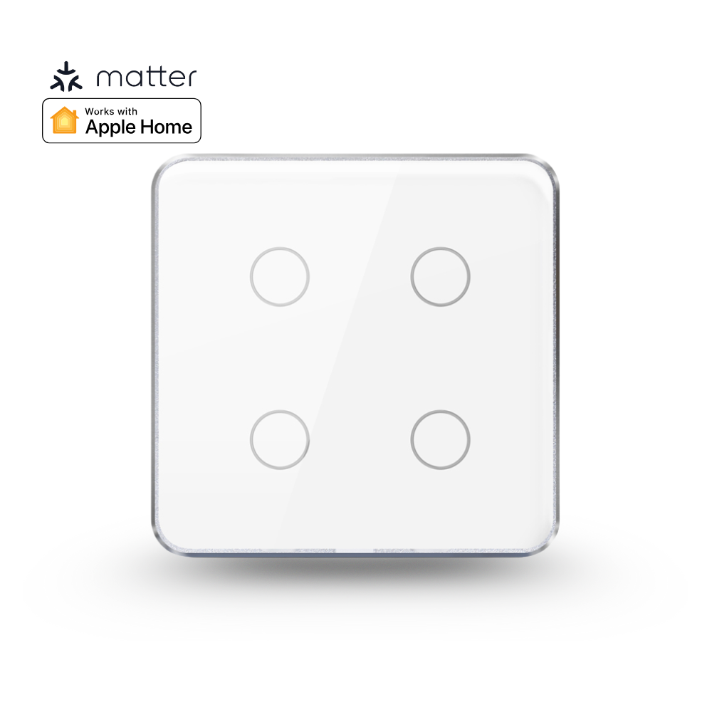 مفتاح لمس ذكي WiFi مع دعم Matter - زر 1/2/3/4- متوافق مع apple home SmartThings و Google Home