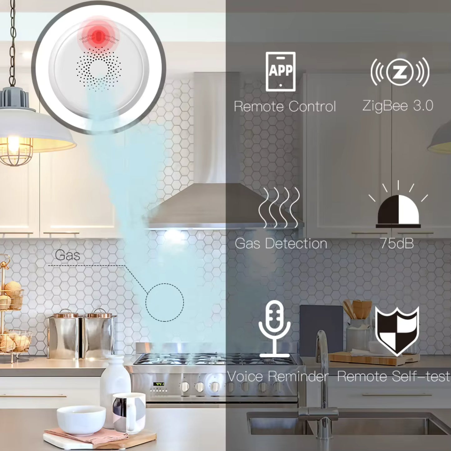 كاشف تسرب الغاز الطبيعي الذكي ZigBee من moes نظام tuya -smart life
