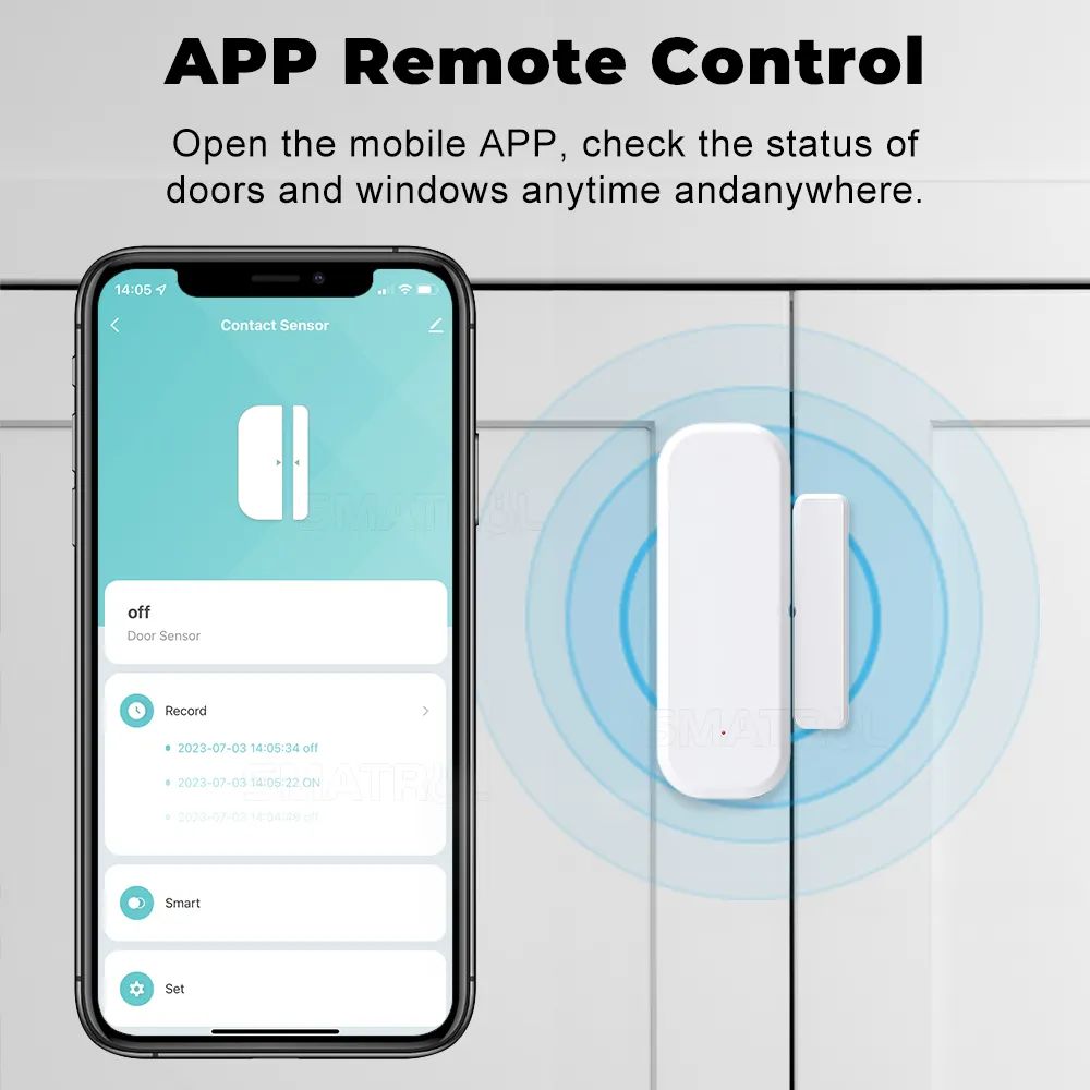 متحسس فتح/إغلاق الأبواب الذكي WiFi – يدعم Alexa وGoogle Home – يعمل مع تطبيق Tuya Smart