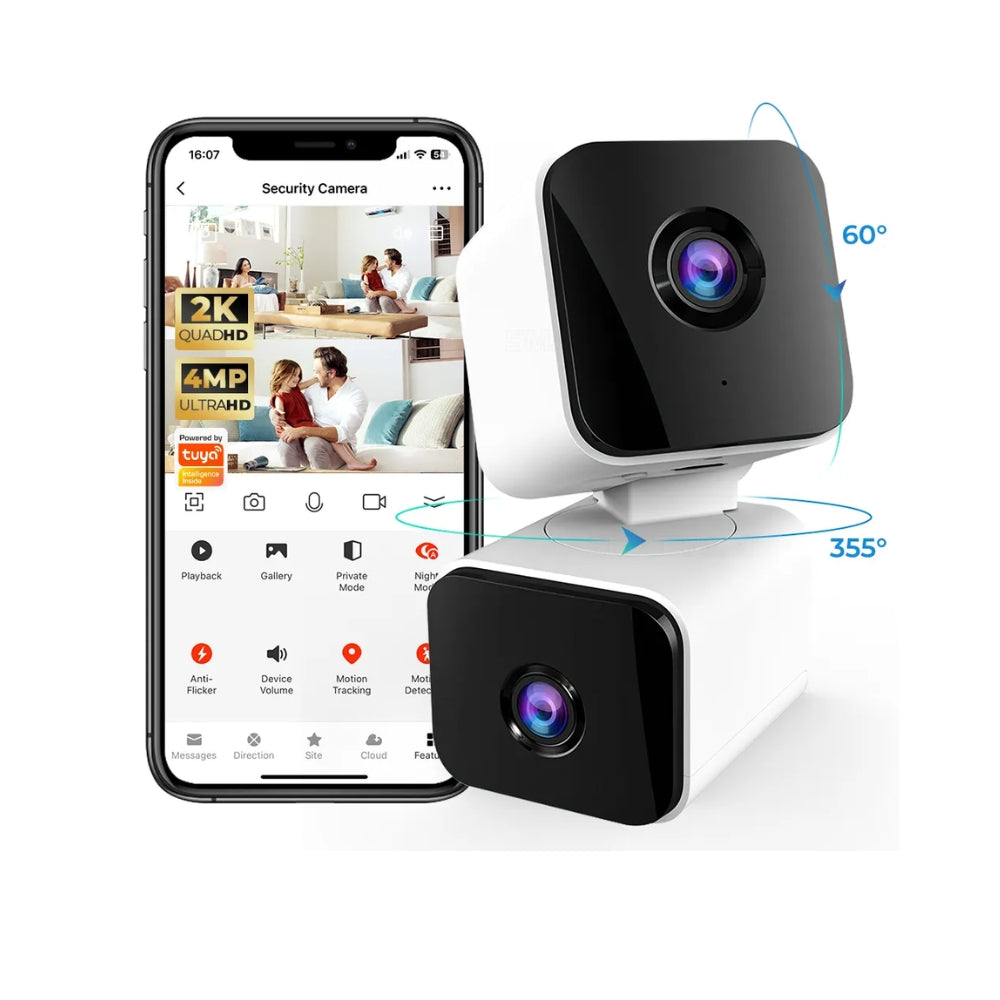 كاميرا مراقبة داخليه ذكية 2K 4MP من تويا – عدستين لتغطية كاملة وتقنيات ذكية