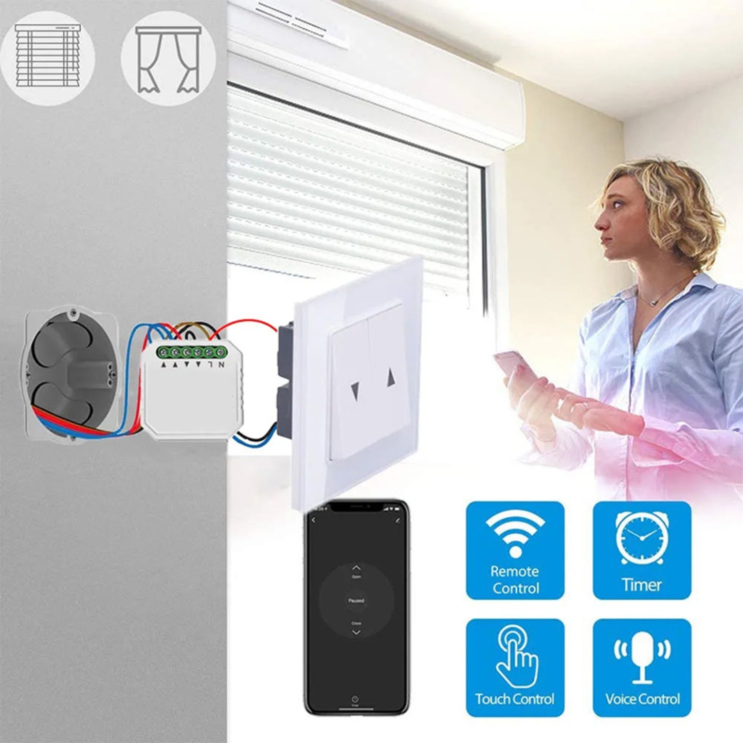 وحدة ستائر ذكية Zigbee – قناة واحدة (1CH) | تعمل مع تطبيق Smart Life