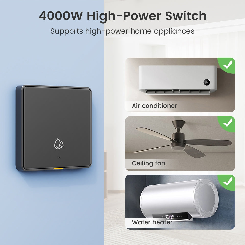 مفتاح ذكي WiFi + RF433 بقدرة 20 أمبير مع مراقبة استهلاك الطاقة وتحكم صوتي – يعمل مع Tuya