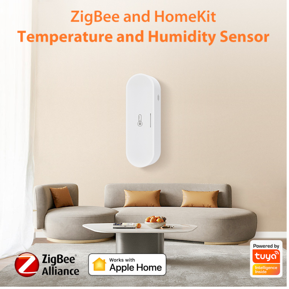 مستشعر ذكي لدرجة الحرارة والرطوبة Zigbee مع دعم Apple HomeKit – يعمل مع تطبيق Tuya