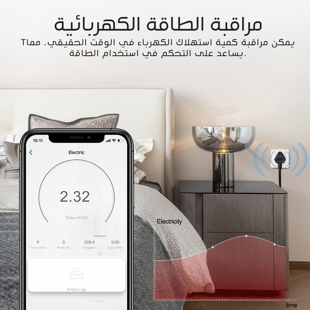 بلك ذكي نوع ١٦ امبير ثقيل وايفاي مع مراقبة الطاقه وقفل الاطفال من تويا