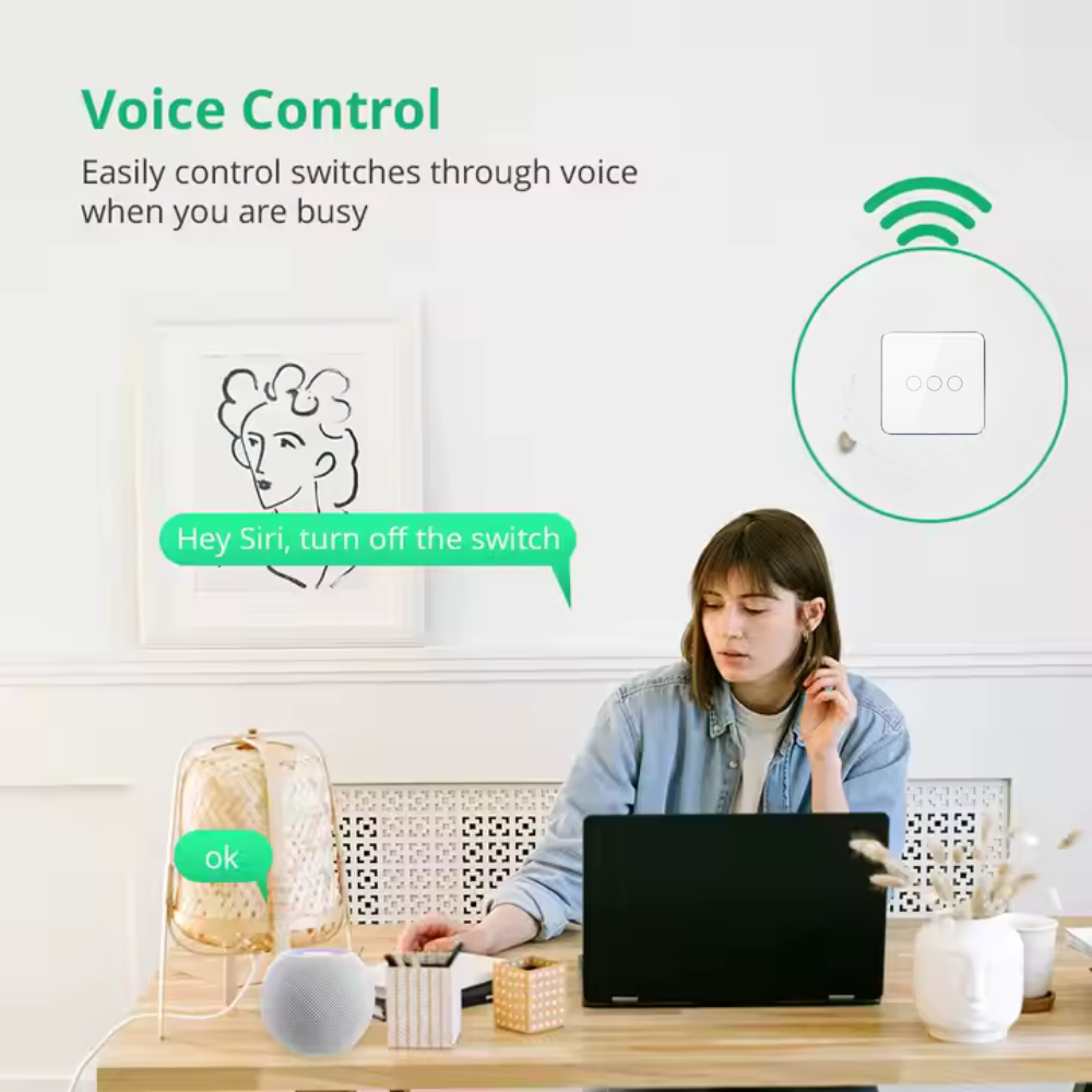 مفتاح لمس ذكي WiFi مع دعم Matter - زر 1/2/3/4- متوافق مع apple home SmartThings و Google Home