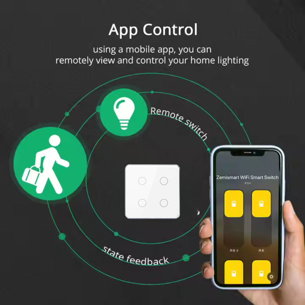 مفتاح لمس ذكي WiFi مع دعم Matter - زر 1/2/3/4- متوافق مع apple home SmartThings و Google Home