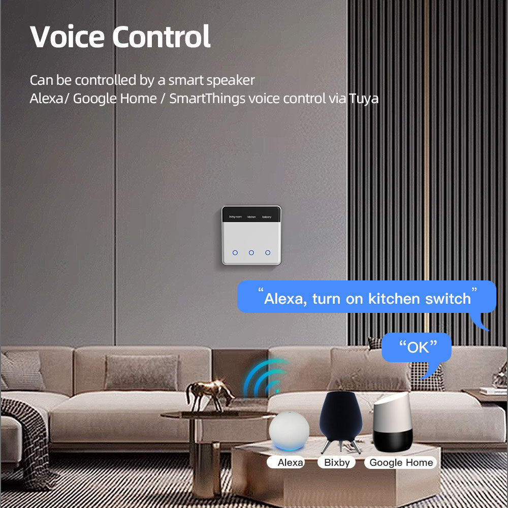 مفتاح اللمس الذكي الاحادي بشاشة عرض قابلة للتخصيص بنظام الزيكبي من تويا – تحكم ذكي وتصميم عصري