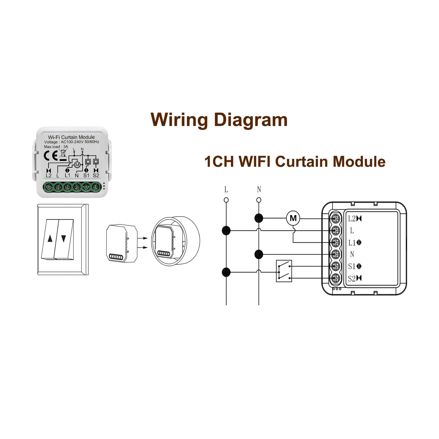 وحدة ستائر ذكية WIFI – قناة واحدة (1CH) | تعمل مع تطبيق Smart Life-tuya