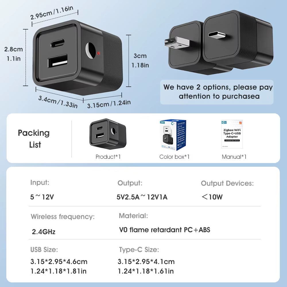 ادابتر ذكي وايفاي (مدخل USB-C مخرج USB-C-USB ) – تحكم عن بُعد عبر تطبيق تويا