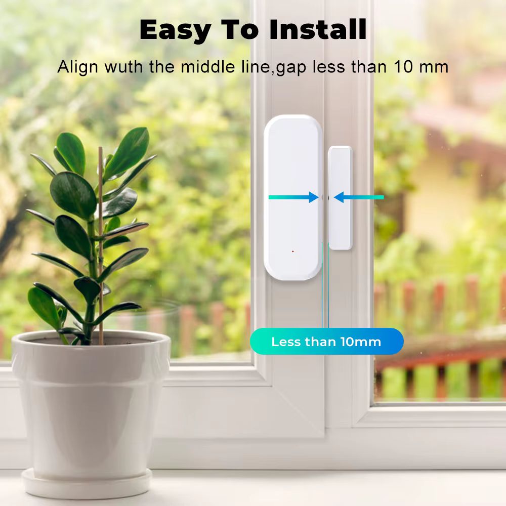 متحسس فتح/إغلاق الأبواب الذكي WiFi – يدعم Alexa وGoogle Home – يعمل مع تطبيق Tuya Smart