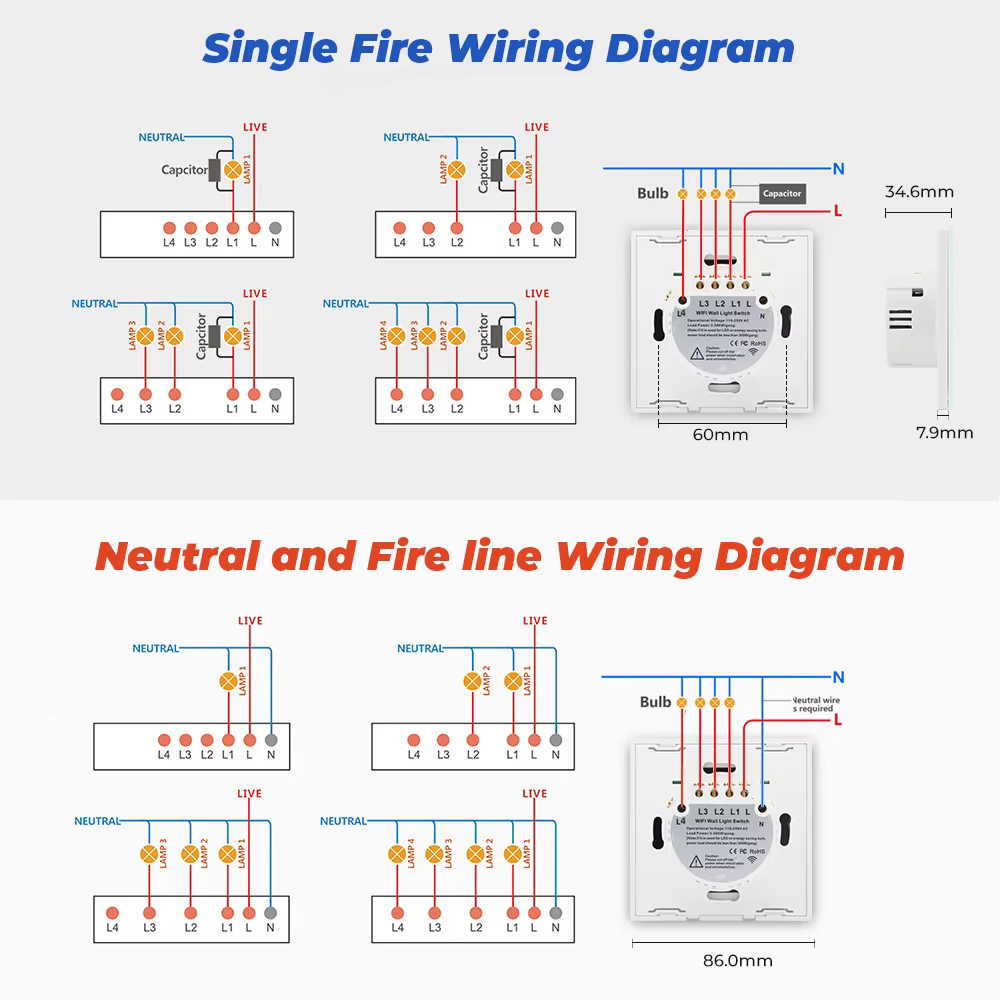 سوج ذكي ثلاثي لمس يتميز بامكانيه ربطه مع بارد او بدون بارد تحكم عن بعد متوافق مع تطبيق تويا وسمارت لايف
