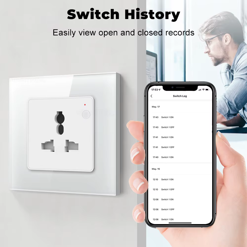 سوج بلك ذكي 16A دعم مراقبة استهلاك الطاقة وتحكم عن بعد عبر WiFi – يدعم Tuya Smart