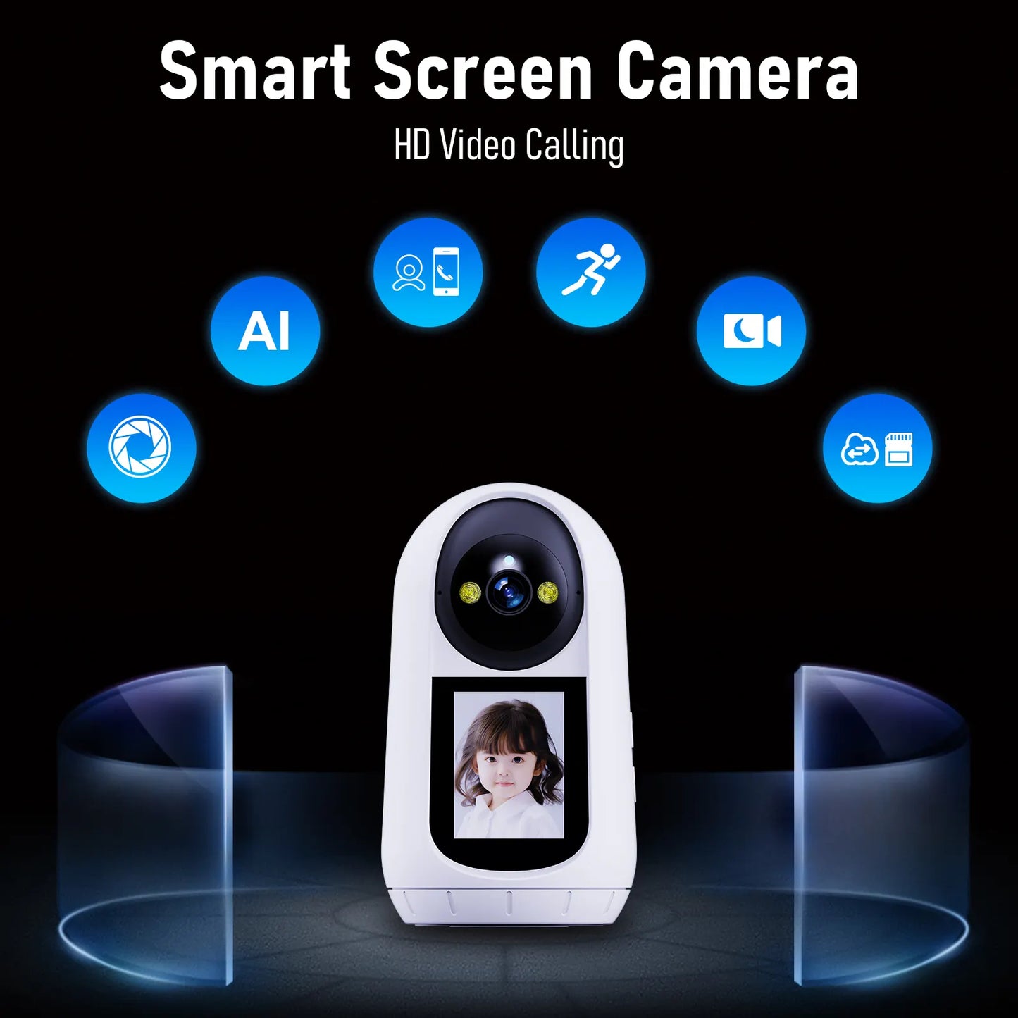 كاميرا ذكية لمكالمات الفيديو بدقة 2MP مع تحكم PTZ وتتبع آلي - شاشة 2.4 إنش ودعم تطبيق Tuya