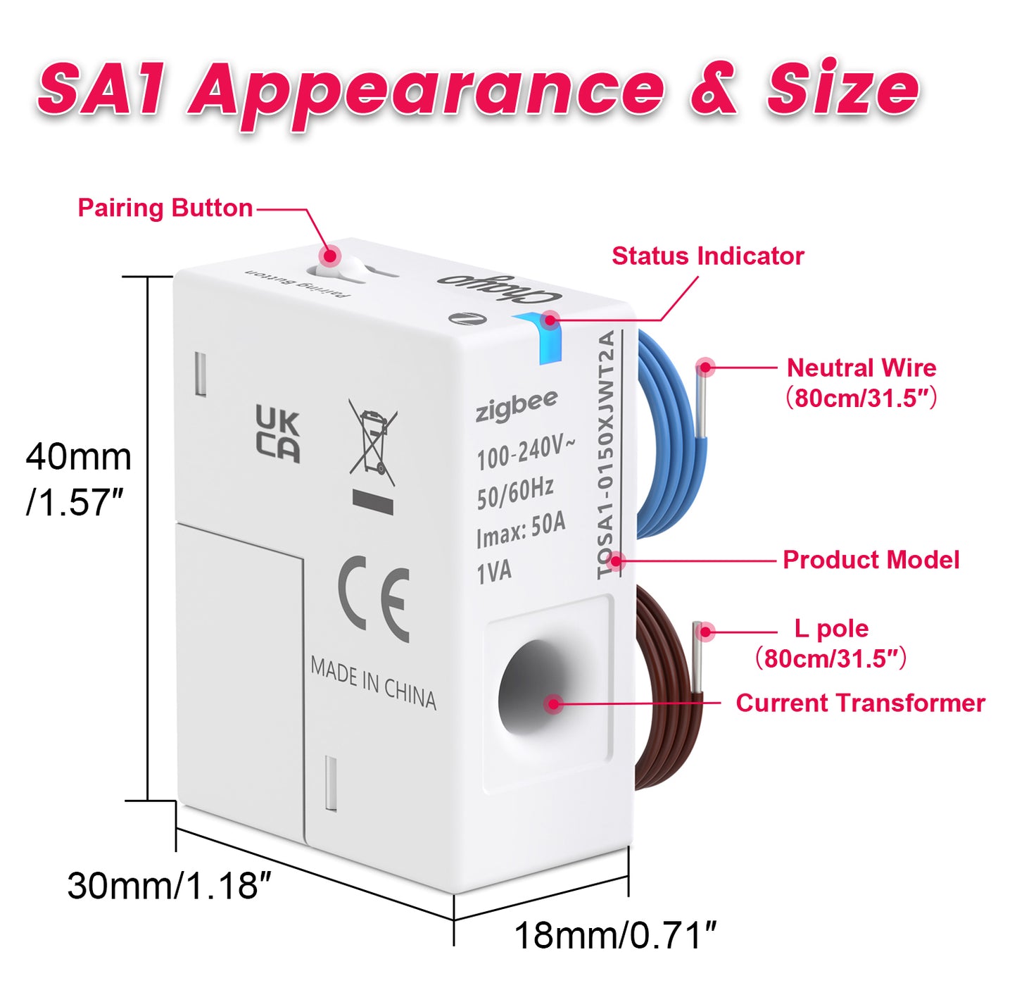 مراقب استهلاك الطاقة الذكي Tuya Zigbee مع محول تيار CT (1-50A) | دقة 99.5% وتوافق مع Smart Life
