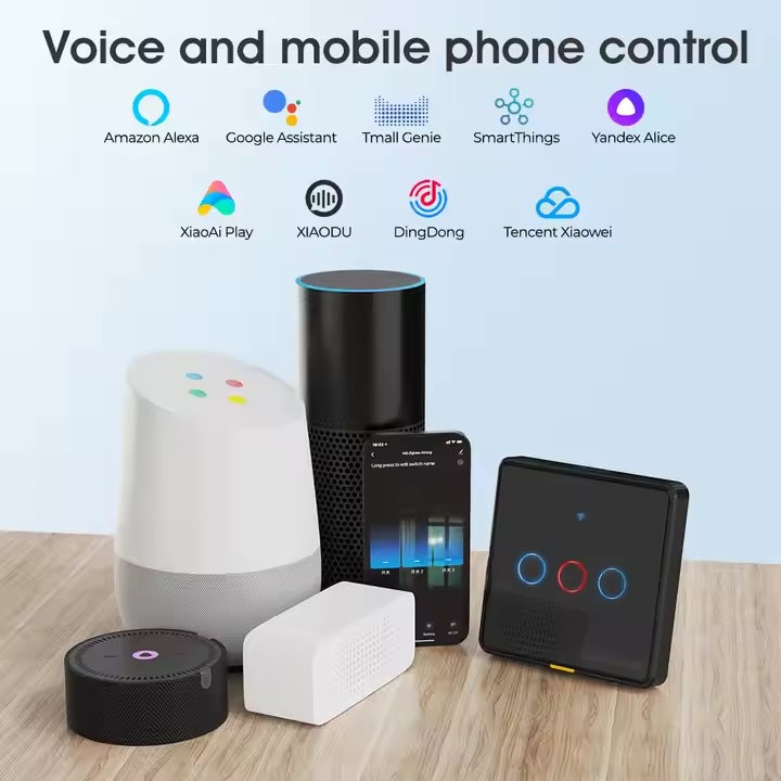 مفتاح جداري ذكي رباعي WiFi + RF433 | زجاجي لمس مقاوم للرطوبة