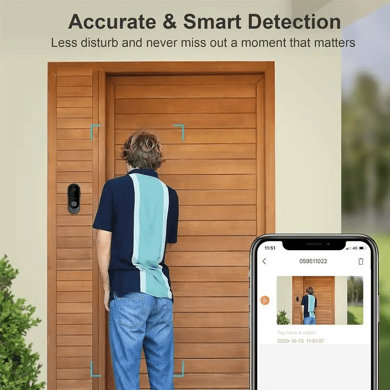 جرس باب ذكي وايفاي مع كاميرا فيديو بدقة عاليه وجرس داخلي من تويا - SMARTIFY