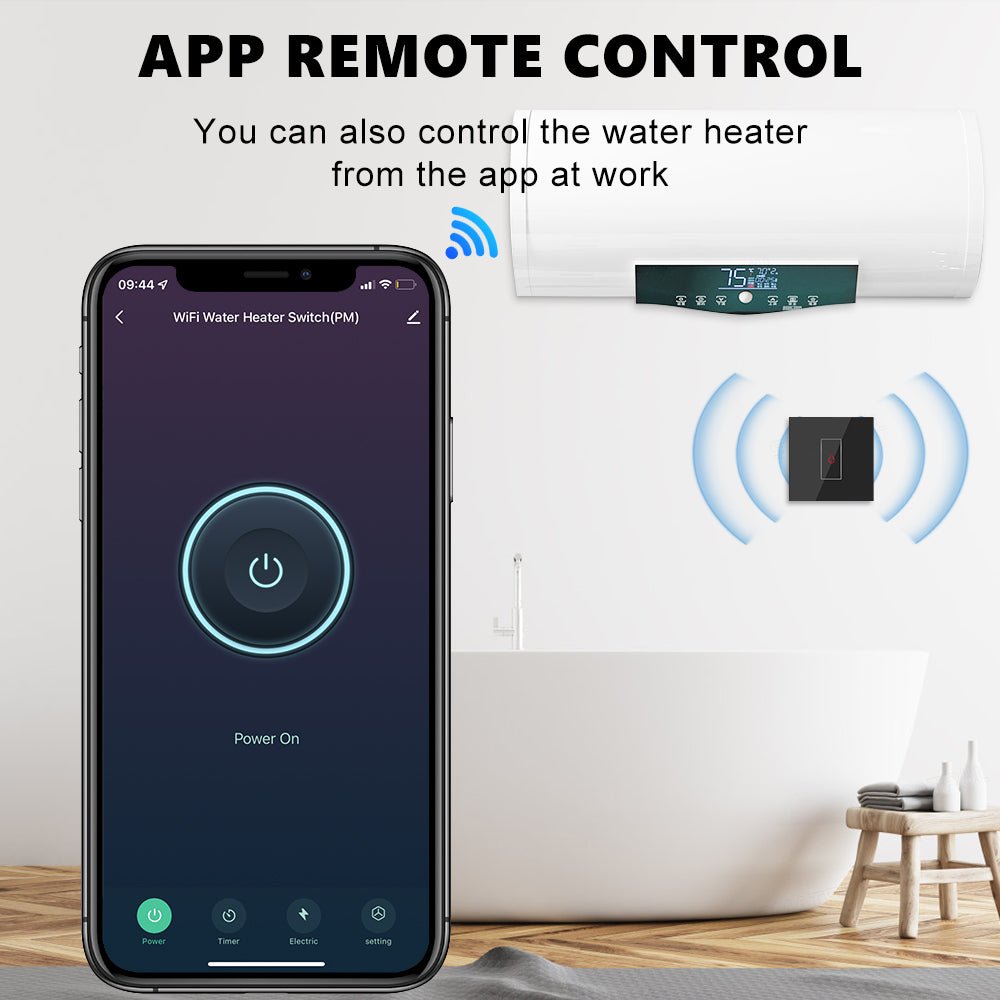 مفتاح ذكي 20 أمبير مع مراقبة الطاقة وتحكم عبر وايفاي + بلوتوث - يعمل مع اليكسا وكوكل هوم | تحكم بالماء والسخان والتكييف | يدعم تطبيق تويا - SMARTIFY