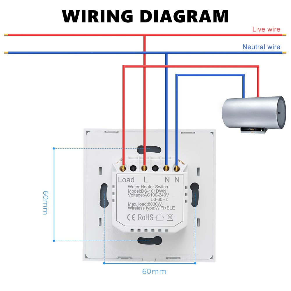 مفتاح ذكي بقدره ٤٠ امبير للتحكم في سخان المياه والمكيف والإنارة مع دعم الواي فاي والبلوتوث - SMARTIFY