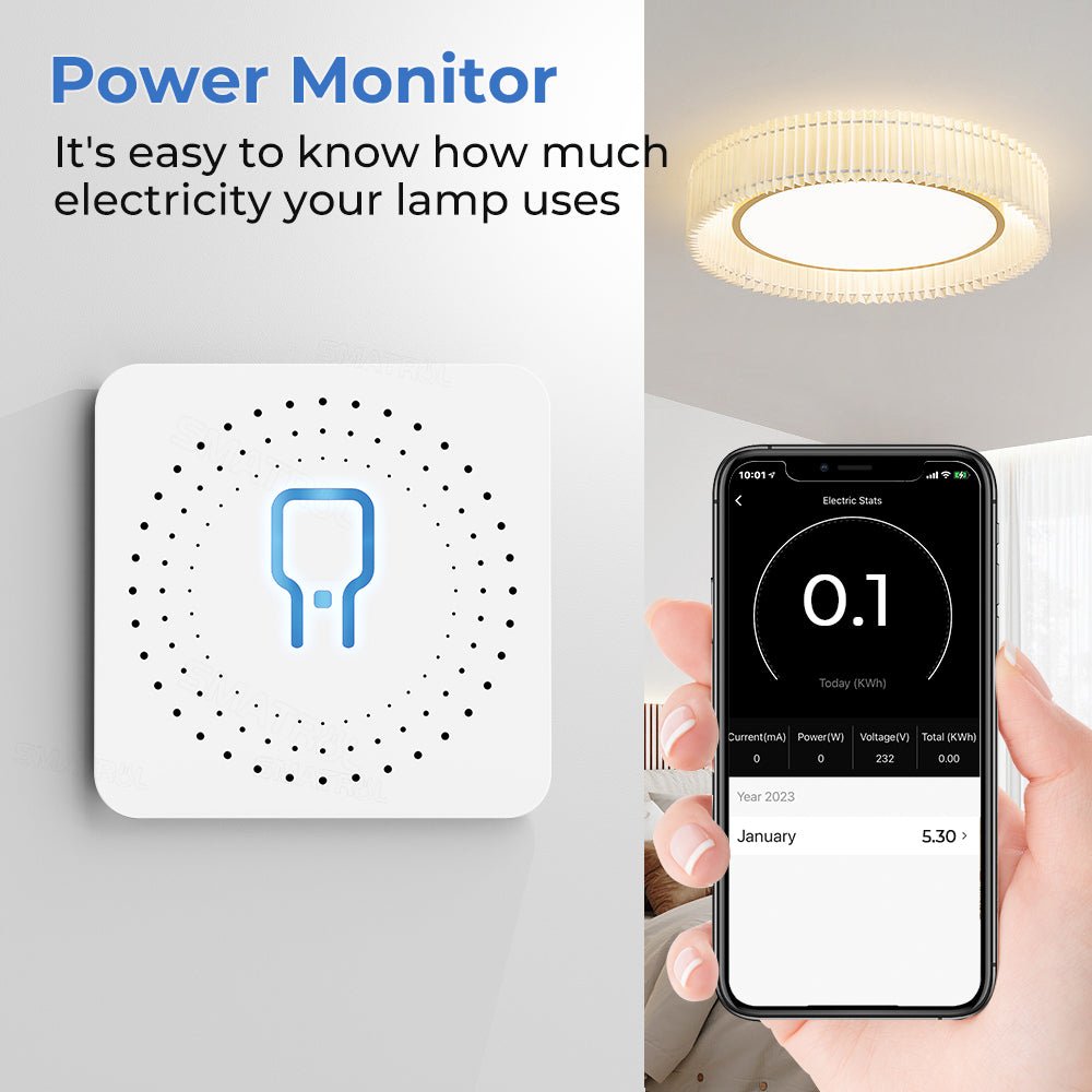 مفتاح ذكي صغير من Tuya بنظام ZigBee 3.0 - تحكم ذكي بالطاقة واستهلاك الكهرباء (16 أمبير) - SMARTIFY