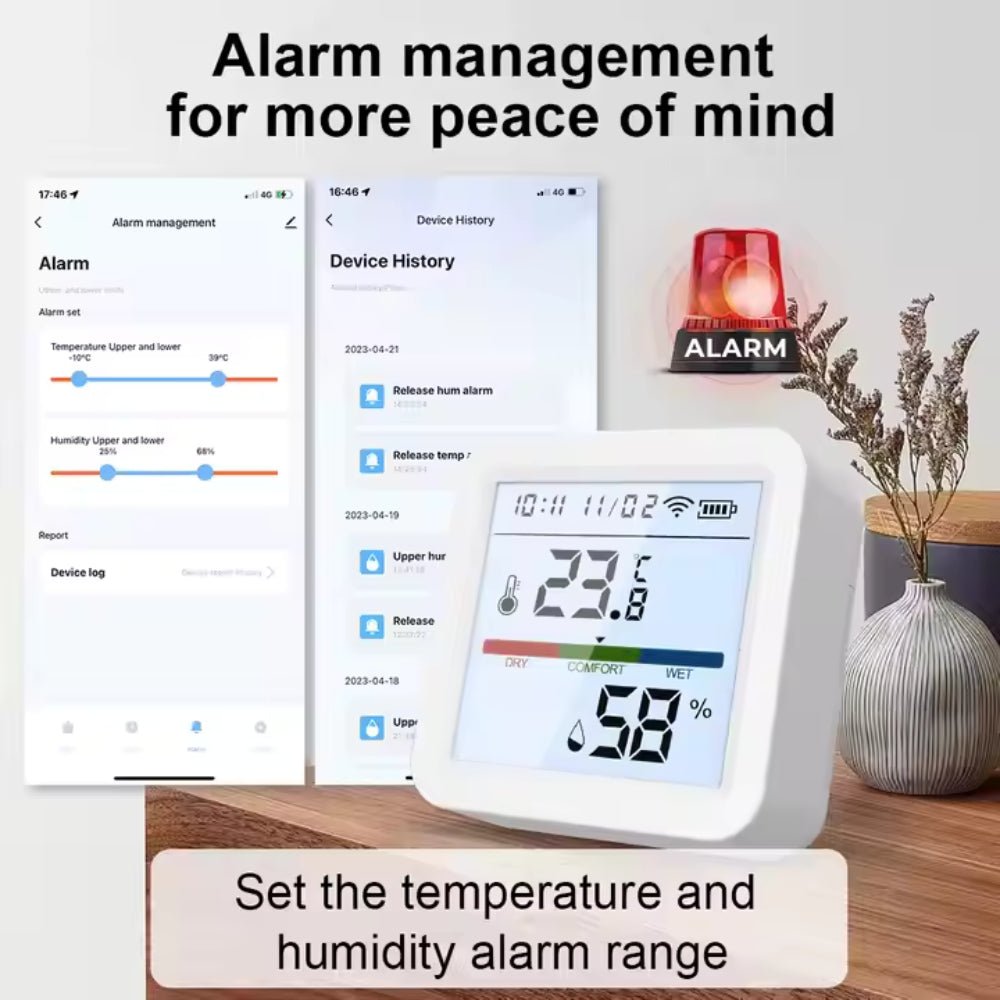 مستشعر درجة الحرارة والرطوبة الذكي WiFi من Tuya - يدعم Alexa وGoogle Home - SMARTIFY