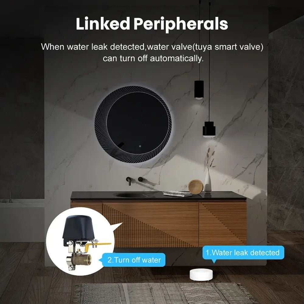 مستشعر تسرب المياه الذكي نظام الواي فاي من تويا مع صفارة إنذار 80 ديسيبل - SMARTIFY