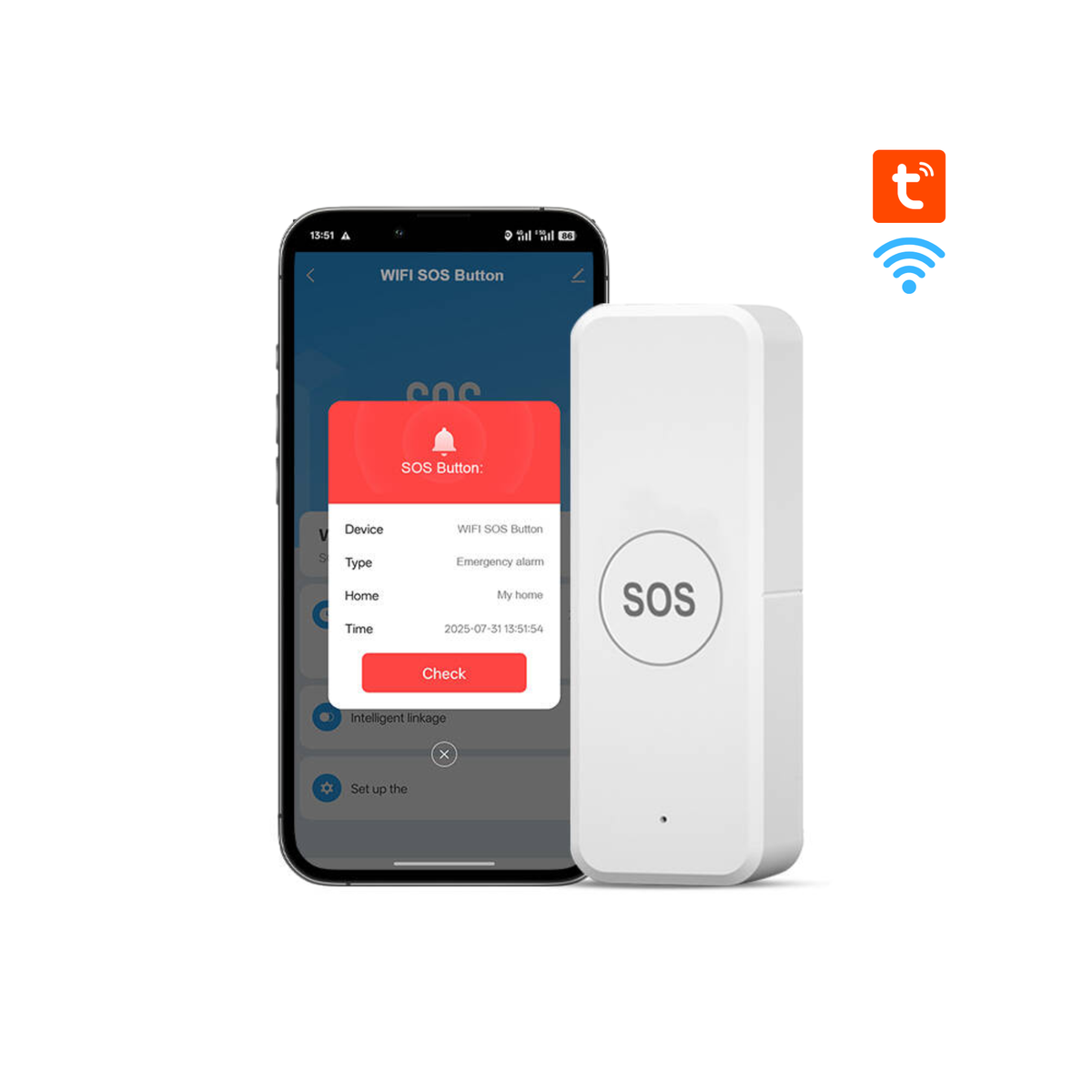 دوگمەی بانگەوازی فریاگوزاری ژیر بە تەکنەلۆژیای Wi-Fi