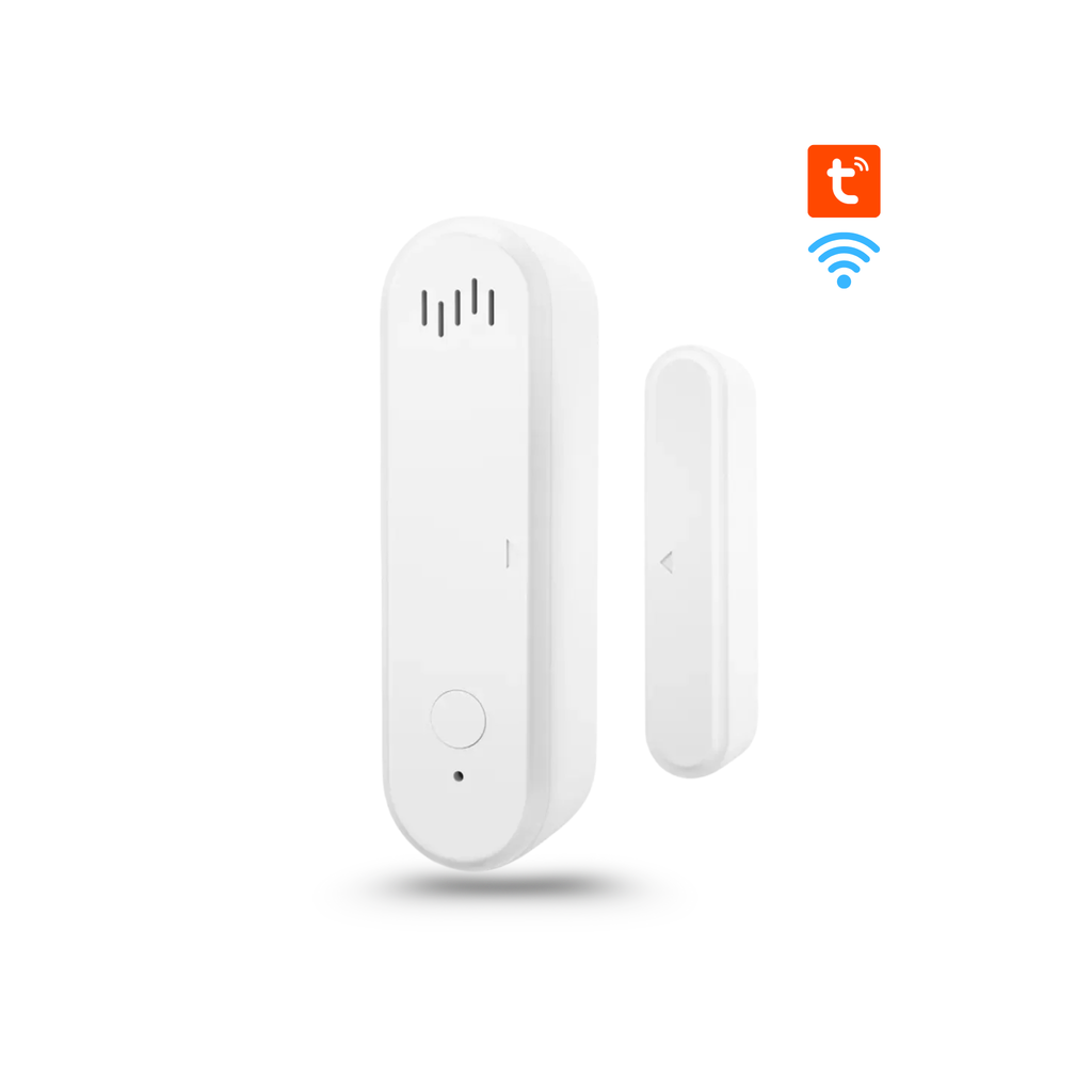 Smart door and window opener sensor with audible alarm and warning light; remote control via Tuya app 