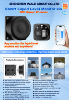 Smart Ultrasonic Water Level Sensor for Tanks with Monitor Display - Wi-Fi and Tuya App