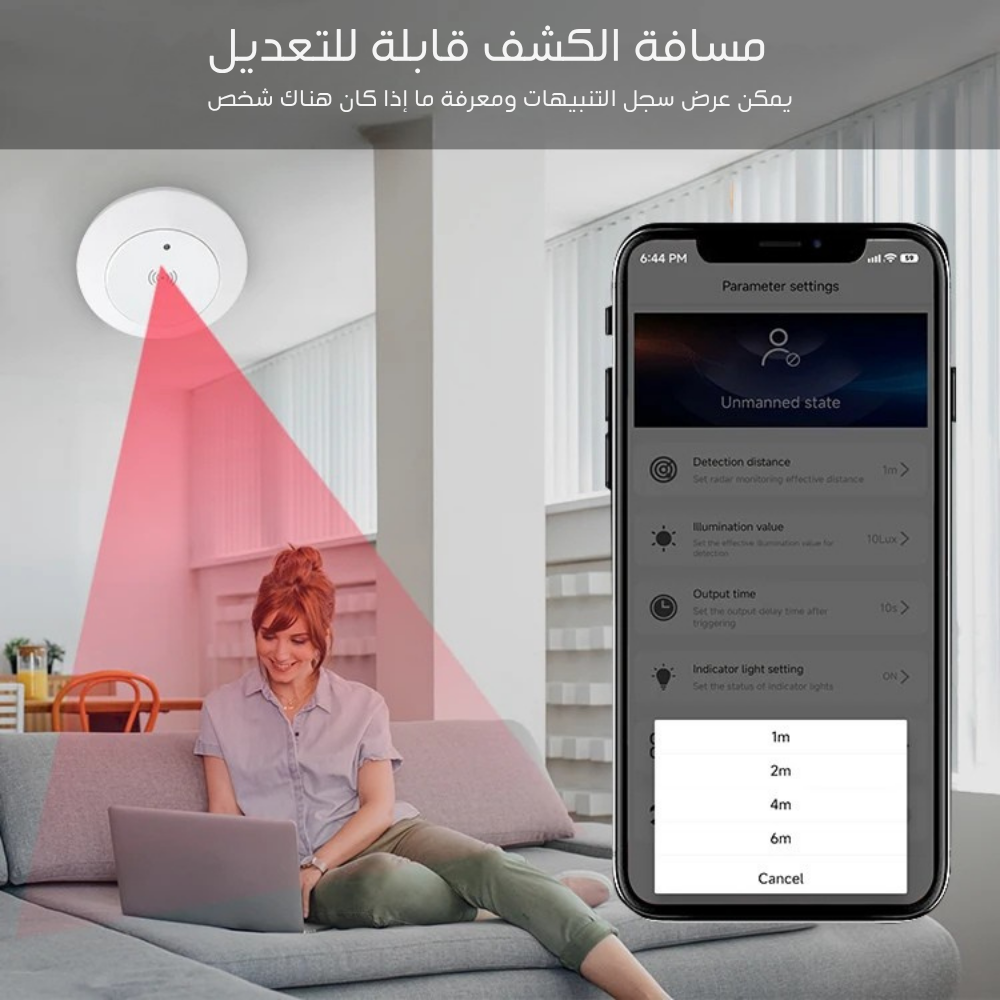 مستشعر تواجد الإنسان والإضاءة الذكي بتقنية رادار الموجات المليمترية ونظام Zigbee – يعمل كهرباء مباشر تركيبات السقف/الجدار