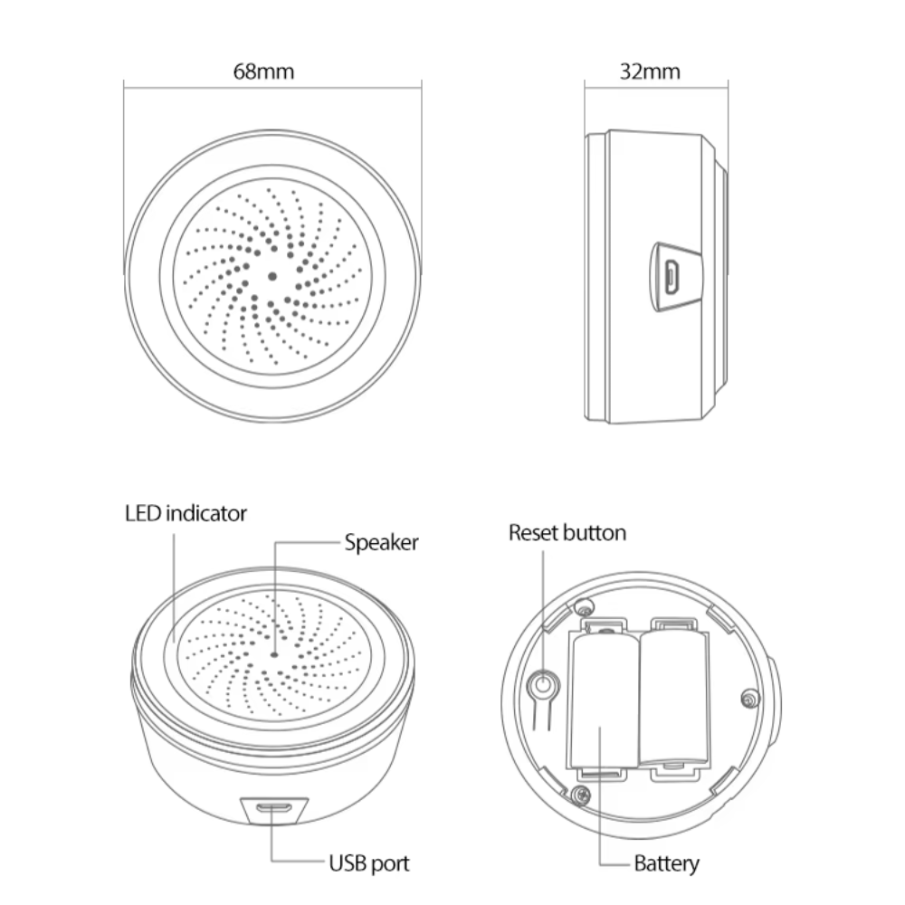 Zigbee Smart Siren with Visual and Audible Sound - Tuya Smart Life System 