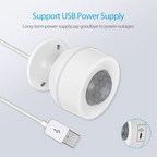 هەستەوەرێکی زیرەکی جووڵە، پلەی گەرمی و شێ (WIFI) (بە دوو پاتری CR123A یان USB) کاردەکات بە سیستەمی تویا یان سمارت لایف