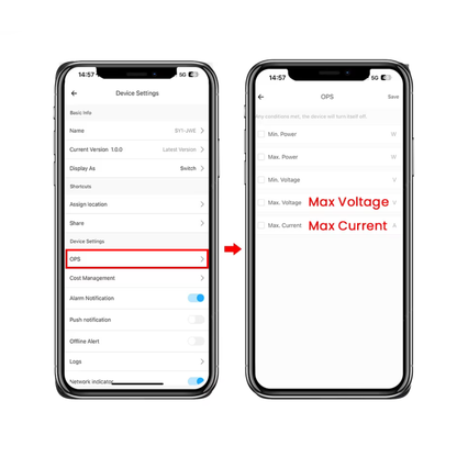 جوزة ذكية وايفاي تحكم امبير ١-٦٣ امبير تطبيق ewelink