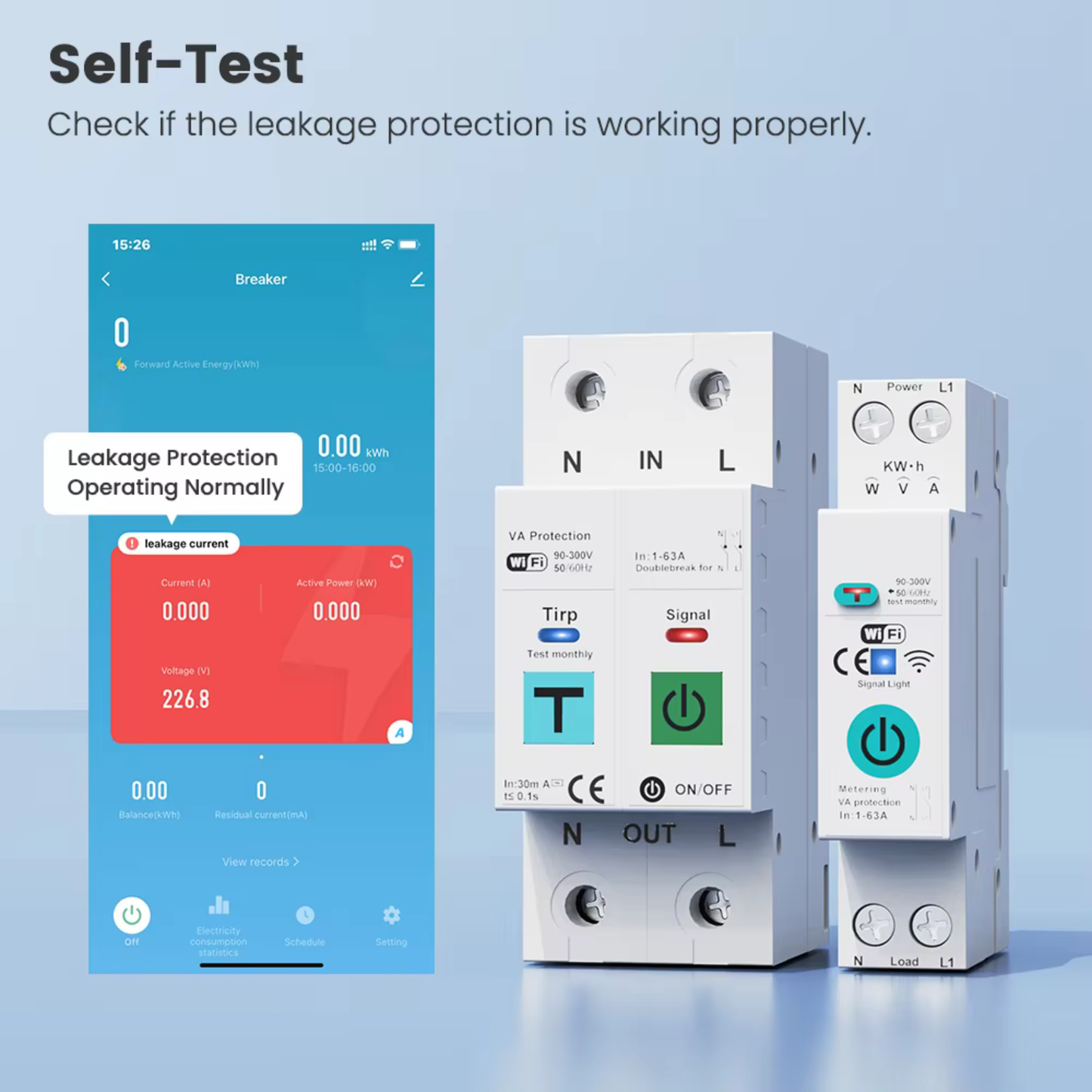 Smart switch 1-63 Amp, integrated protection with Earth Leakage system - Wi-Fi - Tuya 