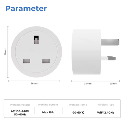 Smart Plug, Power Monitoring Support, Tuya Wi-Fi System - Smart Life 