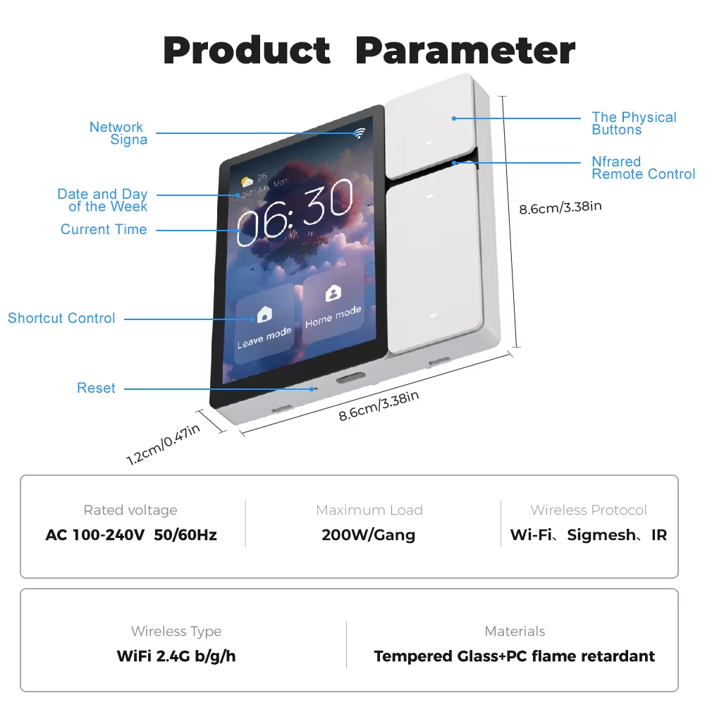 پەنێلی کۆنتڕۆڵی زیرەکی بچووک – Smart Control Panel Mini ٣ دوگمەی کۆنتڕۆڵی IR
