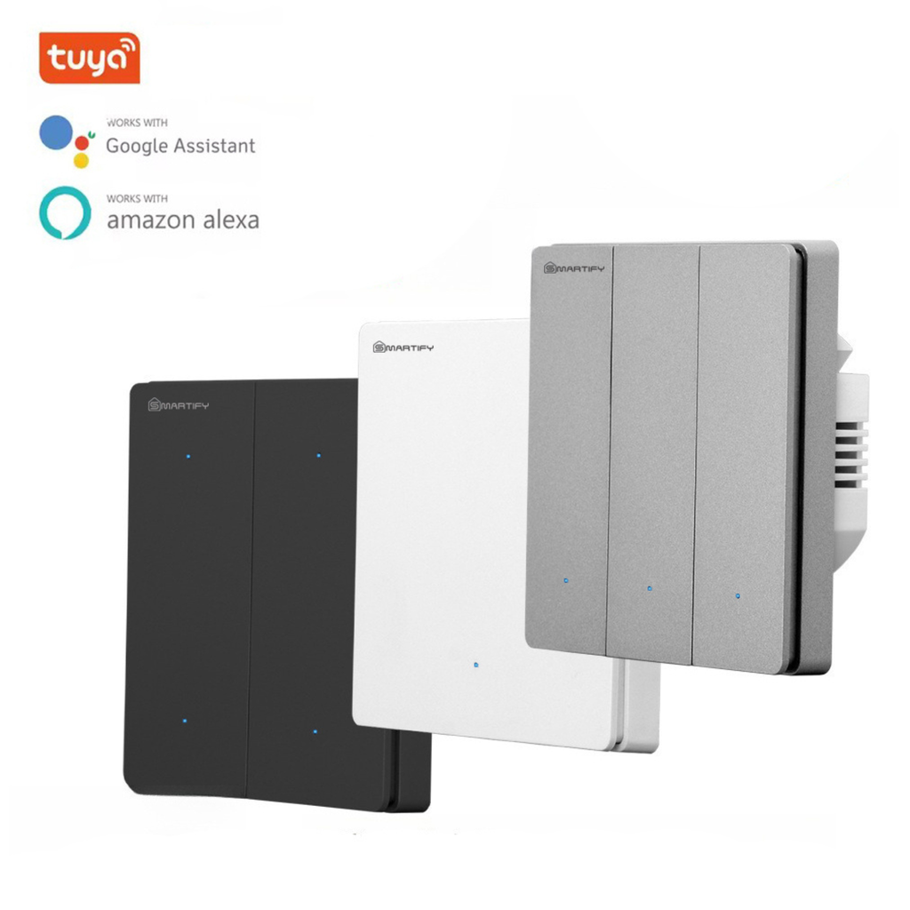 Smart Wi-Fi switch with mechanical child lock, power measurement, color and intensity control, and Tuya system. 